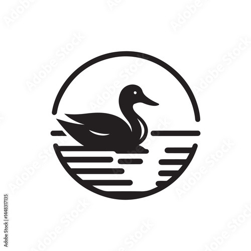 duck vector silhouette clip art logo illustration