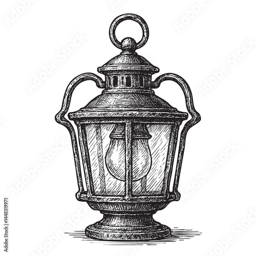 iron nail woodcut engraving vector illustration