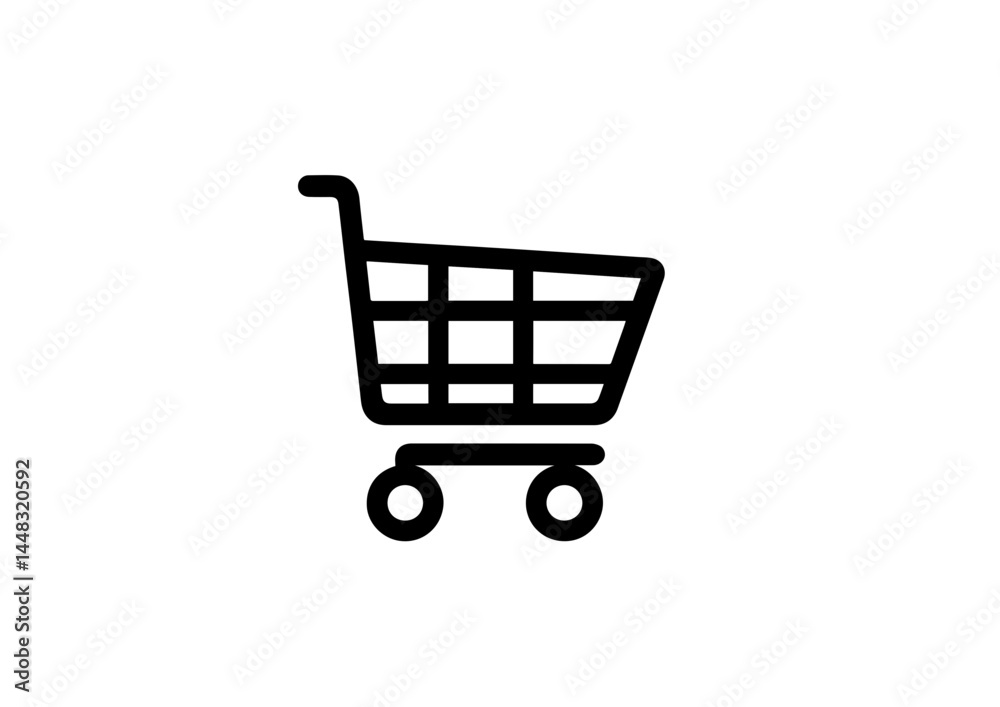 Shopping cart icon in bold black line art on light background Shopping cart icon in bold black line art on light background