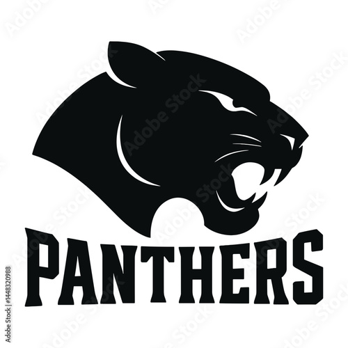 Bold panther logo for sports teams and animal enthusiasts, emphasizing aggression