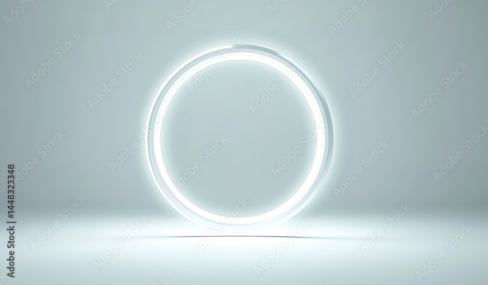 Glowing White Circle On Light Background Glowing White Circle On Light Background