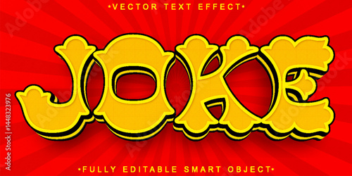 Cartoon Red Joke Vector Fully Editable Smart Object Text Effect