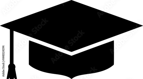 A black and white silhouette of a graduation cap
