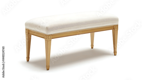 A white bench with gold legs and a gold top