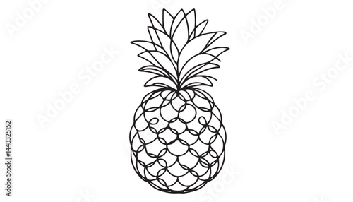 Continuous one single minimal line drawing pineapple