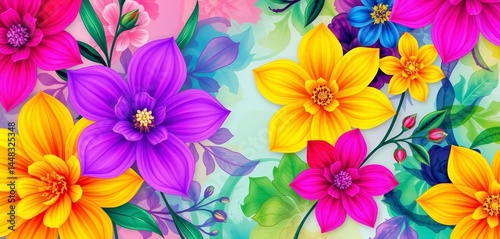 Abstract floral design, vibrant alcohol ink blooms in bright hues,  bright background, alcohol ink