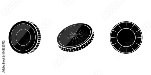 Coins, set of money icons, Money coin icons set buttons. Flat coin collection. Currency symbol, Money icons for app and websites, Isolated Gold dollar coin illustration design, Currency and Finance.
