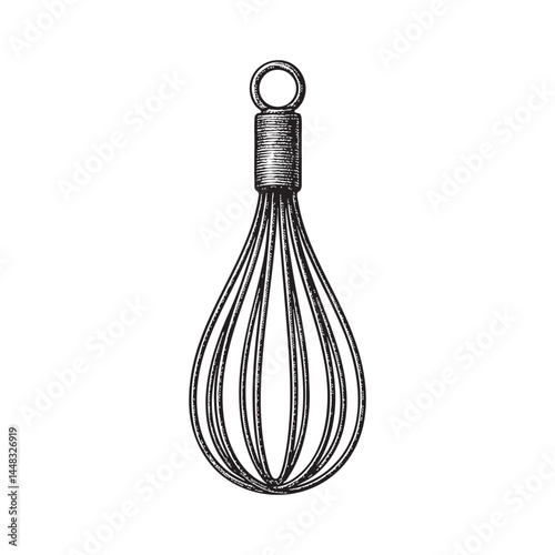 wire whisk woodcut engraving vector illustration