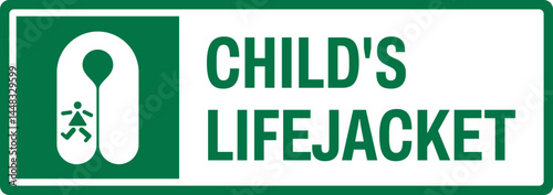 emergency and first aid safety signs v2 uppercase text_child's lifejacke_landscape size 1/2 a4,a3,a2,a1	 