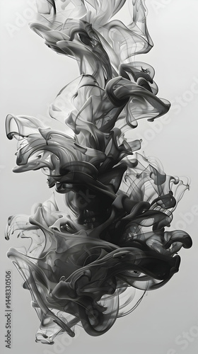 Black Ink Swirls in Water.