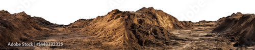 Natural Terrain of Loose Soil and Dirt Banks isolated on white or transparent background Cutout PNG