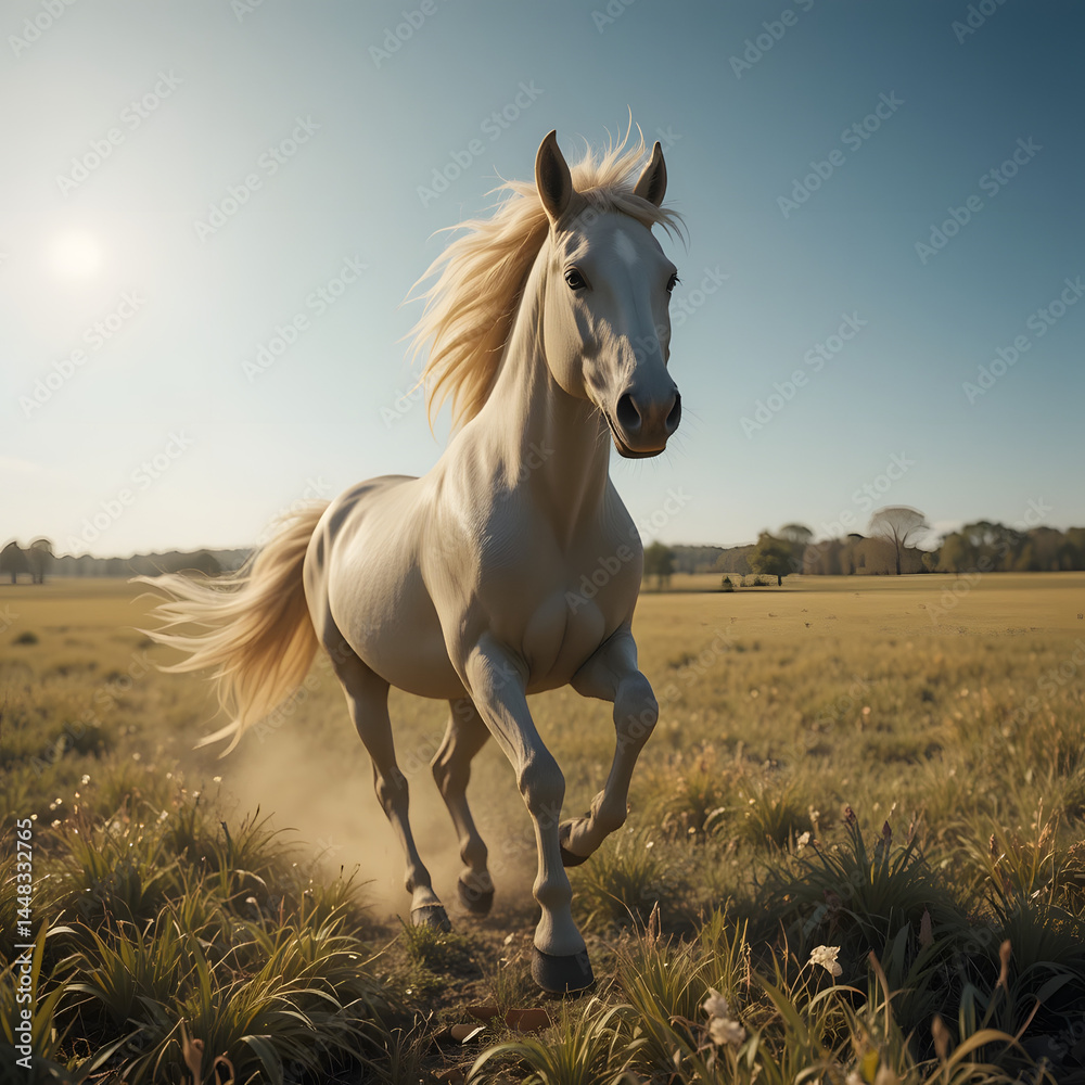 Obraz premium horse running in the field