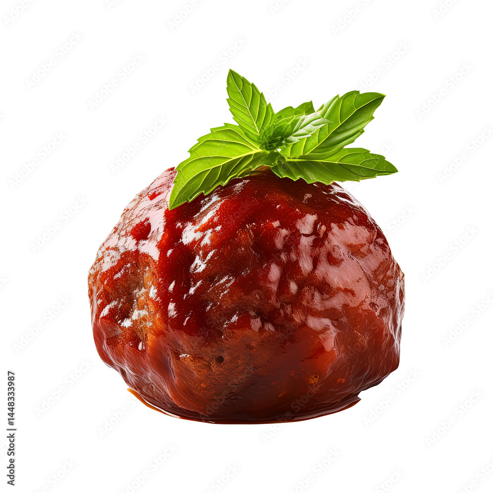 meatball isolated on transparent white background, clipping path