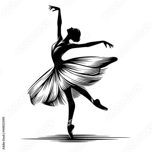 Elegant ballerina dancing gracefully in artistic silhouette  