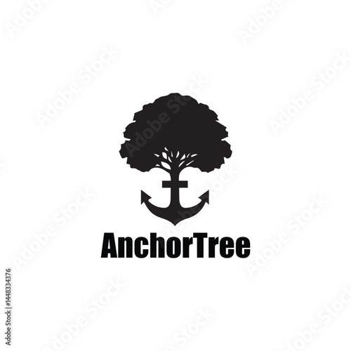 Anchor Tree Logo Design Simple