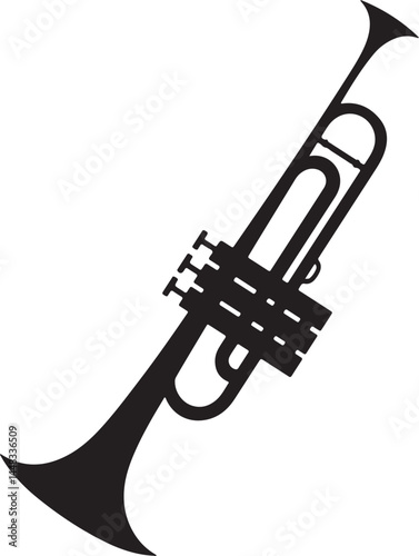 Black silhouette of a tuba, symbolizing music, brass, and cultural performances.