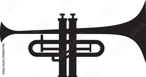 Silhouette of a brass tuba, perfect for music lovers and performance art visuals.