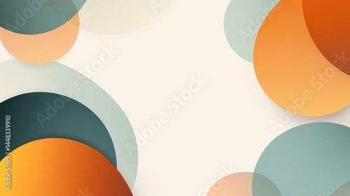 Abstract composition with colorful overlapping circles on a soft background for design use