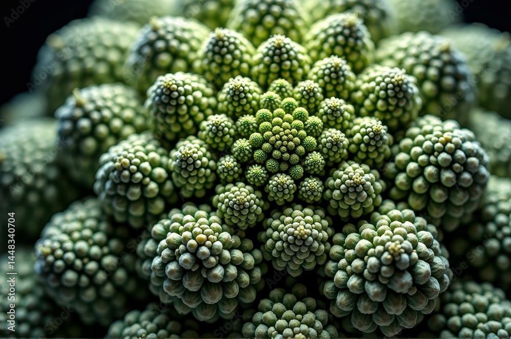 Close-up of romanesco broccoli showing detailed fractal patterns Close-up of romanesco broccoli showing detailed fractal patterns