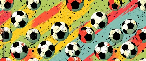 Abstract grunge urban seamless soccer ball pattern, ideal for boys' apparel, graphic, dark