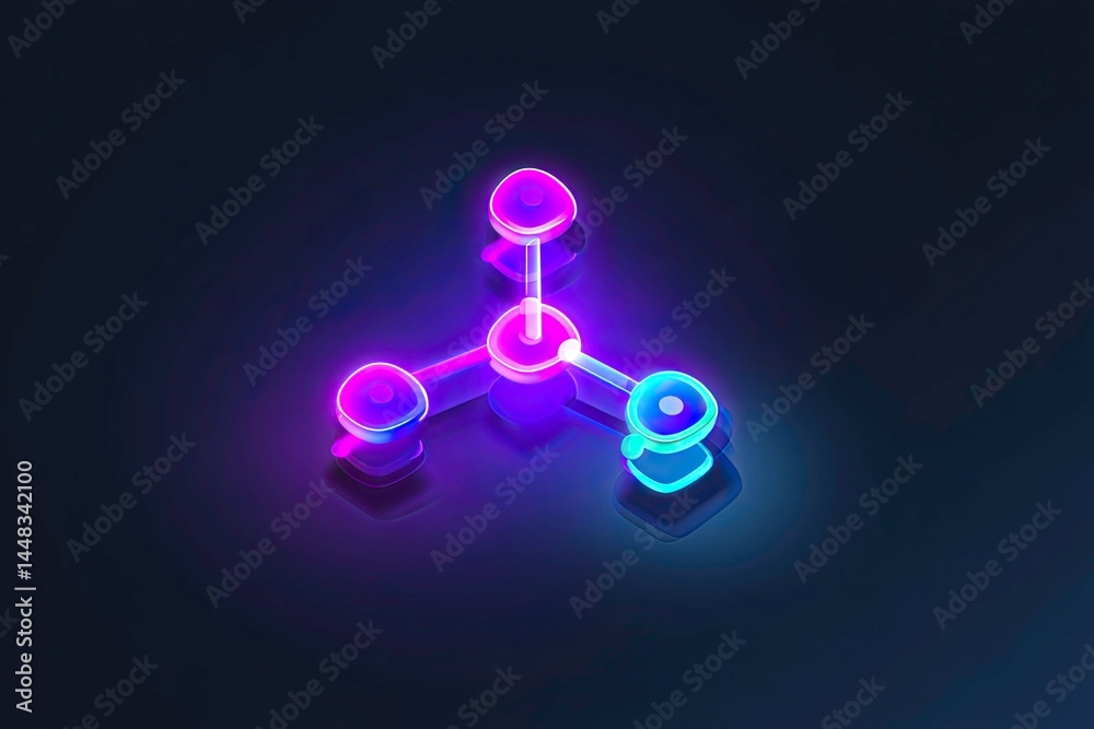 Abstract Neon Network Connection Nodes glowing in the dark Abstract Neon Network Connection Nodes glowing in the dark