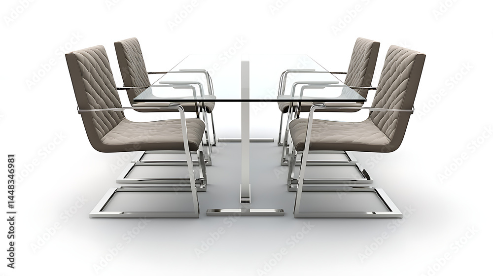 Obraz premium A glass table with four chairs around it