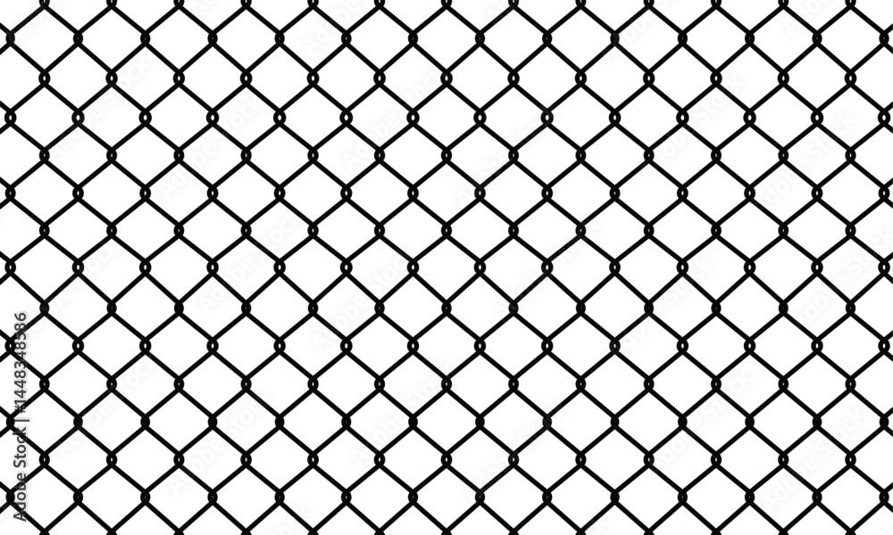 Fototapeta premium Seamless chain link fence on snow background. 