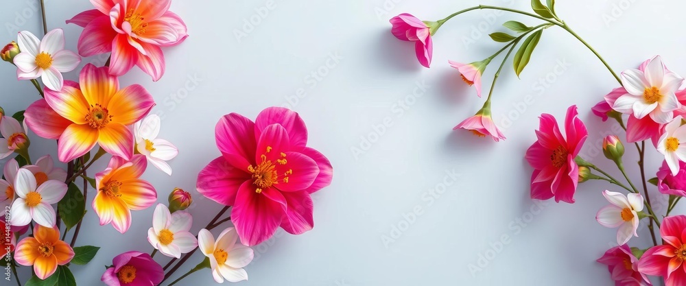 Elegant vertical frame composed of vibrant blooming flowers, stock photo, wallpaper Elegant vertical frame composed of vibrant blooming flowers, stock photo, wallpaper