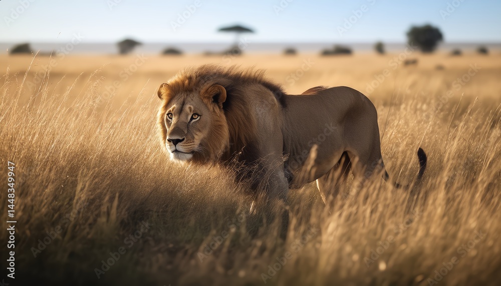 Fototapeta premium Majestic Lion in Natural Habitat