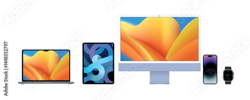 Mockup generic device. Template for infographics or presentation ui, ux. Mock-ups gadgets collection Smartphone,Pc, Tablet, Laptop, blank screen for your design.