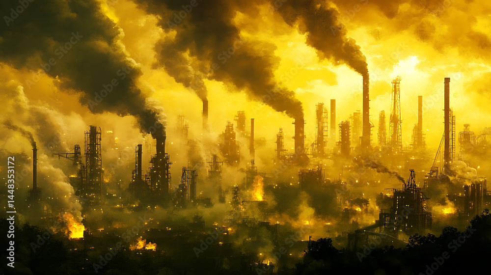 Obraz premium Industrial pollution cityscape