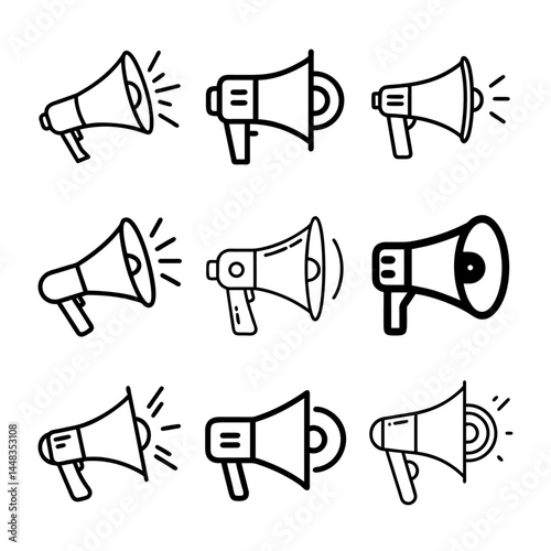 Megaphone icon vector illustration. Vector illustration of a megaphone. Megaphone silhouette vector icon set