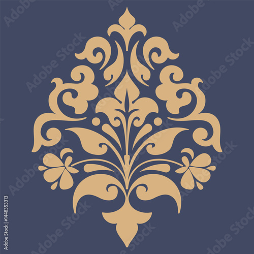 Vector damask stencil element. Floral baroque ornament pattern design. Vintage victorian arabesque motif.