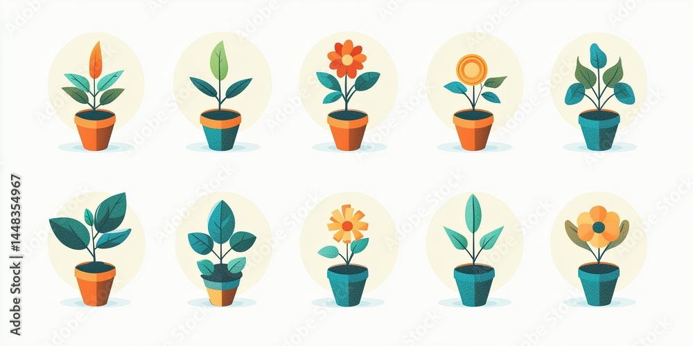 Fototapeta premium A set of vector icons illustrating a step-by-step guide to developing a new business idea, from brainstorming to market launch.