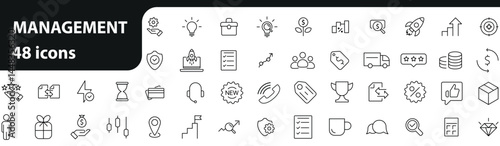 Management icons set. Big UI icon set in a flat design. Thin line icons set of testimonials and customer relationship management.