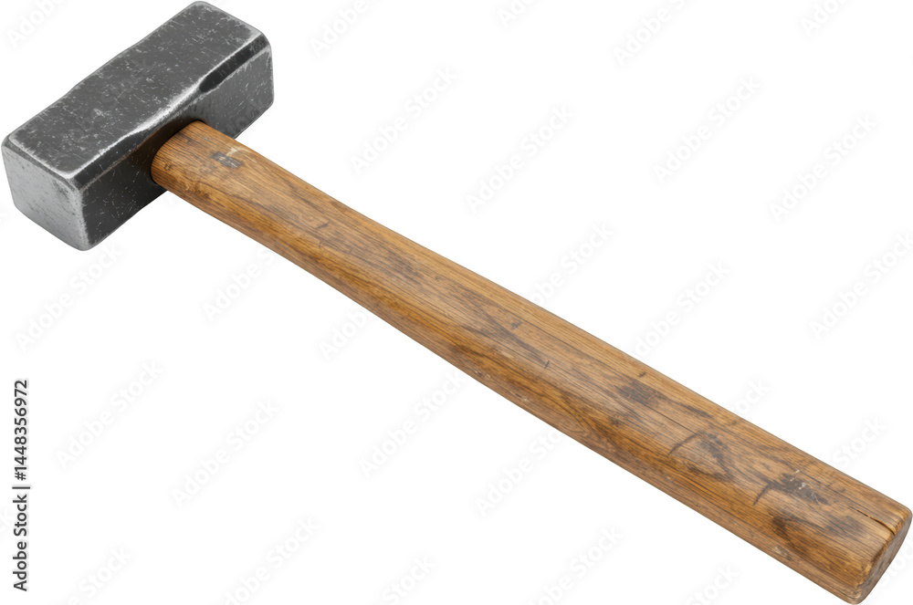 Sturdy wooden handled steel hammer heavy duty construction tool isolated transparent background Sturdy wooden handled steel hammer heavy duty construction tool isolated transparent background