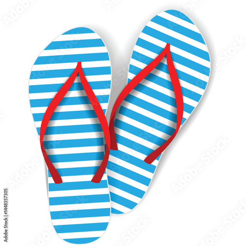 Vector flop flip beach. Slipper icon. Isolated summer sandal illustration. Sea beach flipflop shoe cartoon. Rubber sandals pair design footwear on white background