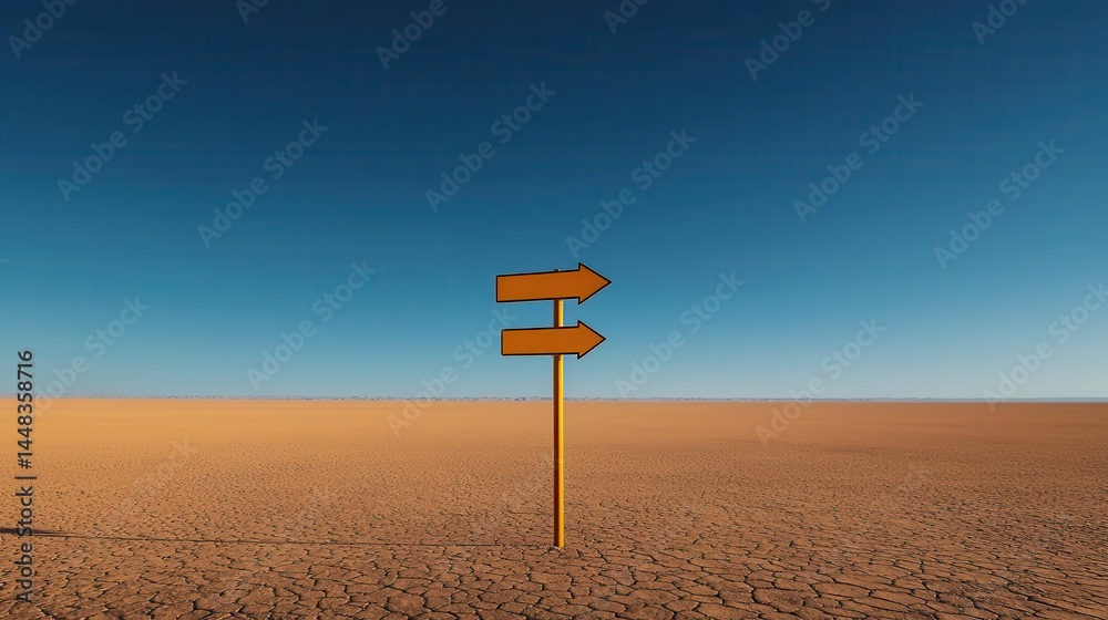 A vast desert with signposts pointing in different directions, symbolizing complex decisionmaking paths A vast desert with signposts pointing in different directions, symbolizing complex decisionmaking paths