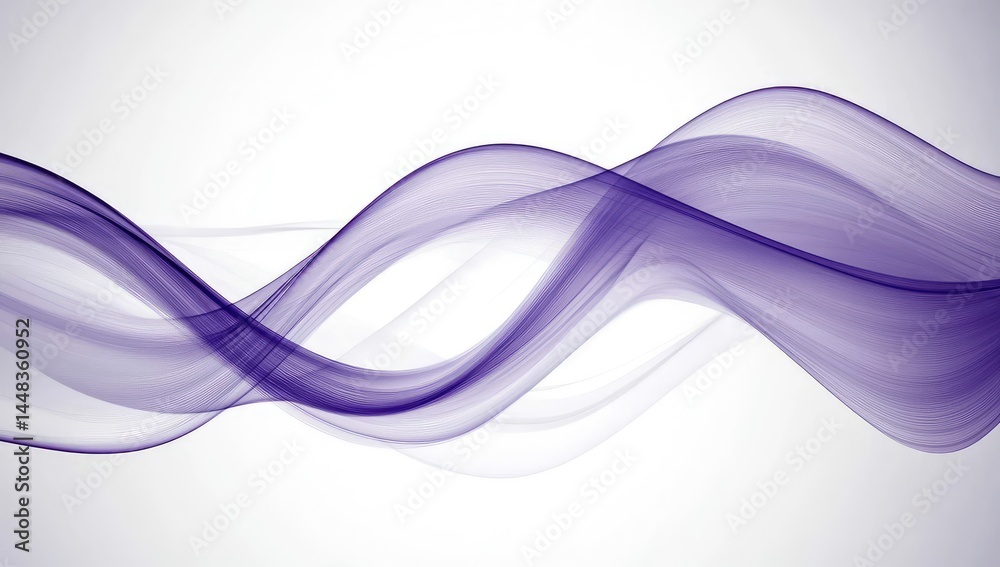 Naklejka premium Abstract purple flowing waves on white