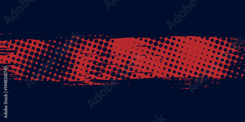 Red halftone dots blue color pattern gradient grunge texture background. Dot pop art comic sport style vector illustration