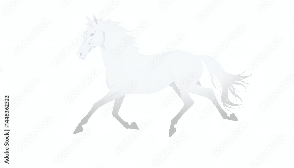 Dynamic Silhouette of Galloping Horse Isolated on Pure White Background for Equestrian and Action Designs Dynamic Silhouette of Galloping Horse Isolated on Pure White Background for Equestrian and Action Designs