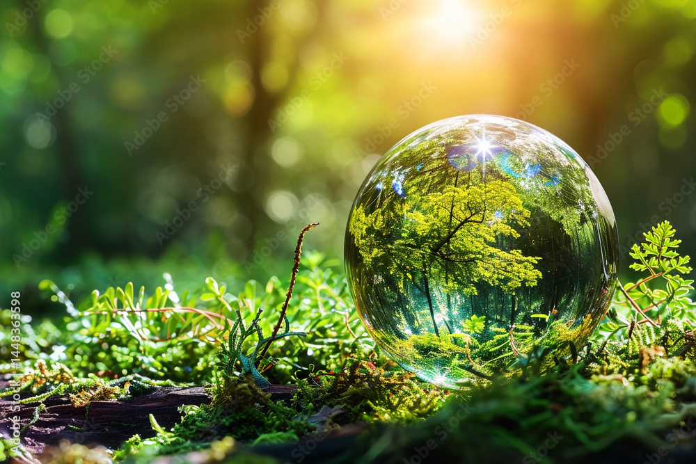 Verdant forest florencircles glass globe, symbolizing nature, environment, sustainability, ESG, and climate change awareness in technological context Verdant forest florencircles glass globe, symbolizing nature, environment, sustainability, ESG, and climate change awareness in technological context