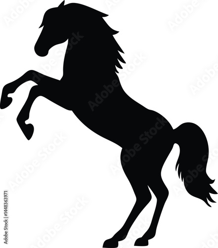 Black Horse Silhouette Vector – Wild Animal Illustration Isolated on White Background