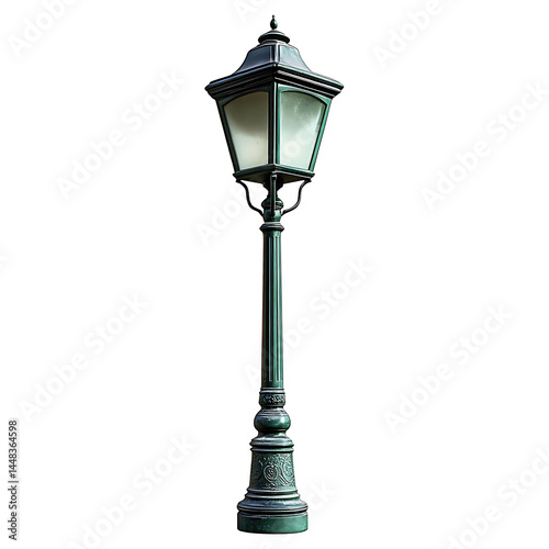 A vintage-style street lamp featuring intricate designs and multiple glowing lanterns, providing a warm, inviting illumination.