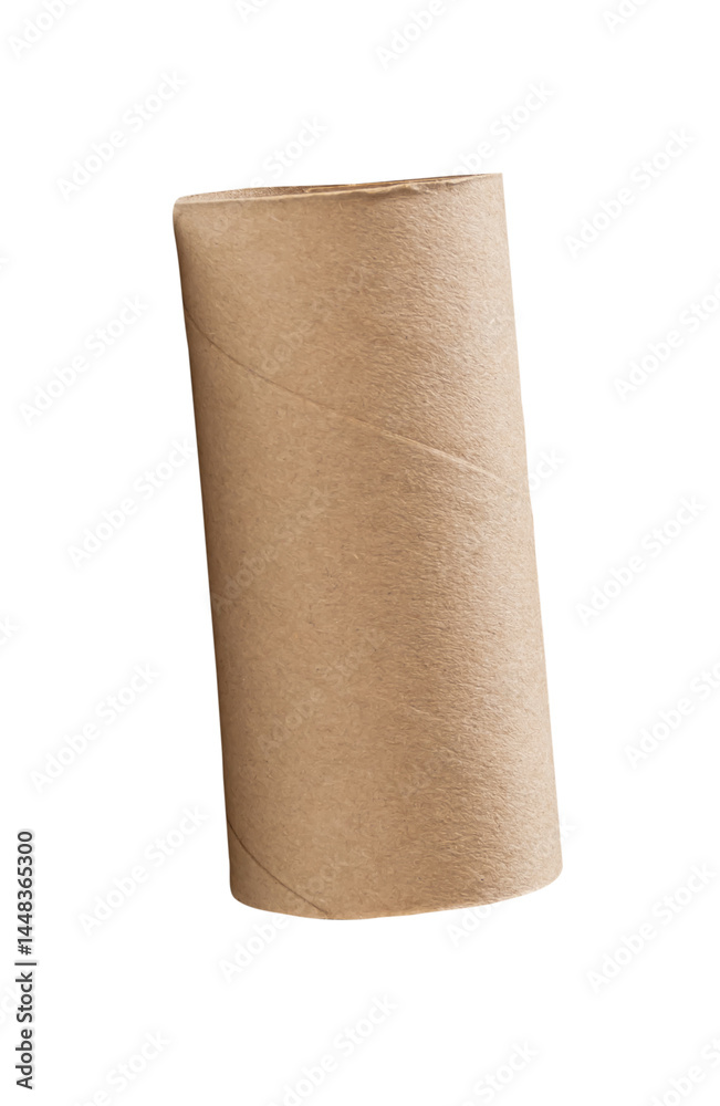 Side view of one tissue paper core or toilet paper tube after used out of paper isolated with clipping path in png file format Side view of one tissue paper core or toilet paper tube after used out of paper isolated with clipping path in png file format