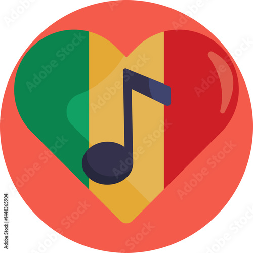 A heart-shaped flag, symbolizing love and unity, often associated with reggae culture.