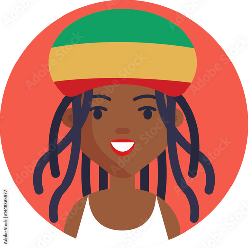 A symbol representing the Rastafari movement, often featuring the colors red, green, and yellow, signifying unity, peace, and the African heritage.