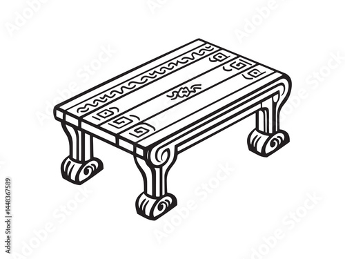 Artistic Line Drawing of a Table Runner for Home Decor