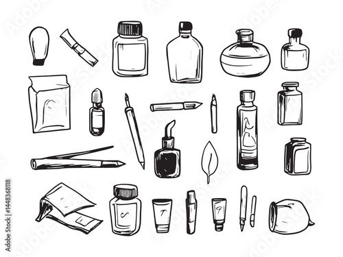 Artistic Line Drawing of Ink Refills for Design