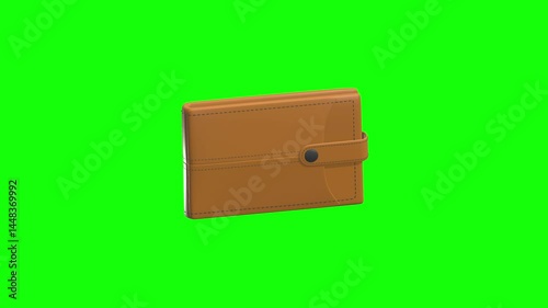 Wallet 3D Animated Icon with green screen